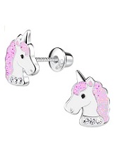 superb itty-bitty colorful unicorn silver toddler earrings       